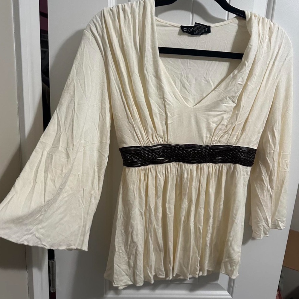 2000s bell sleeve top with belt